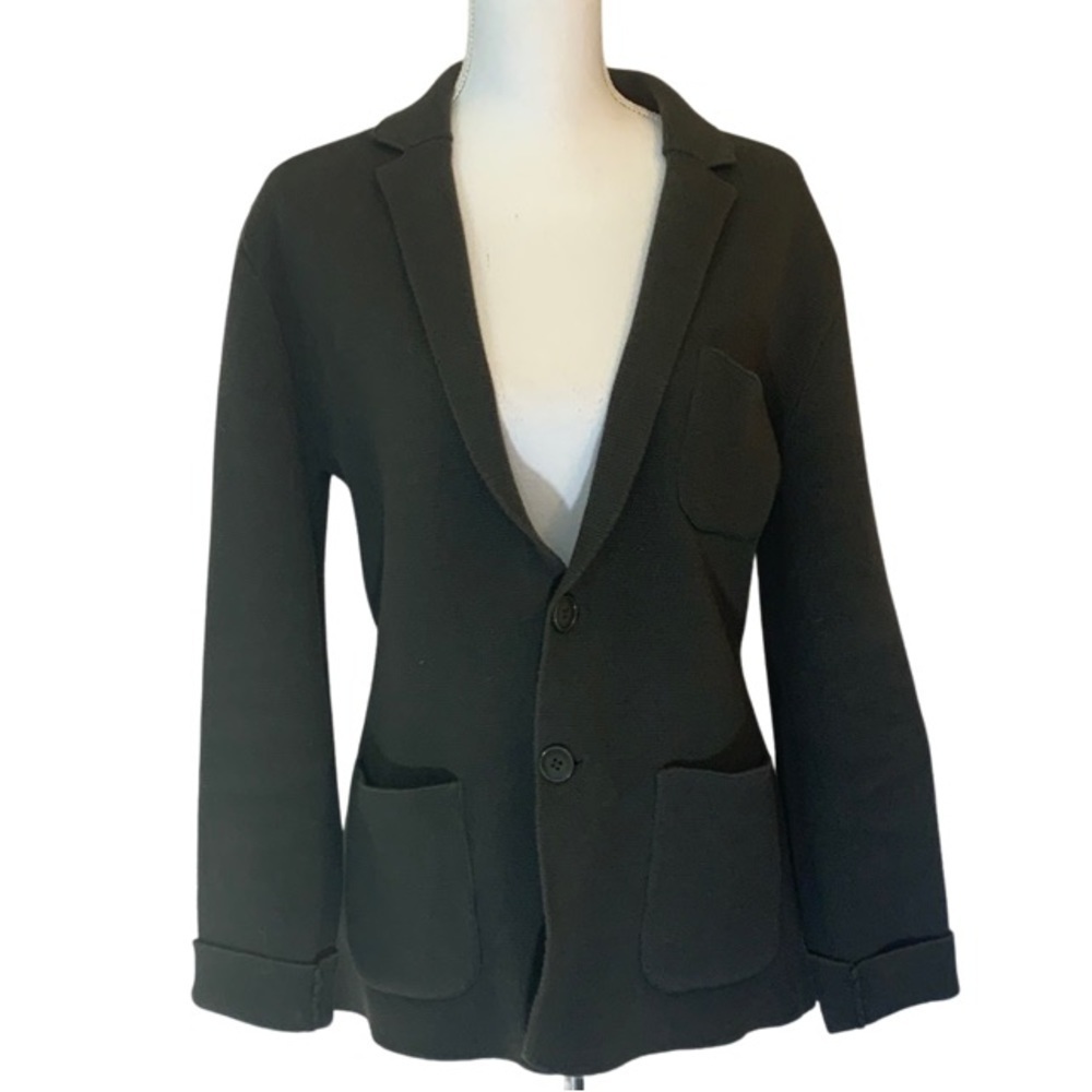 Everlane dark green knit blazer, size large